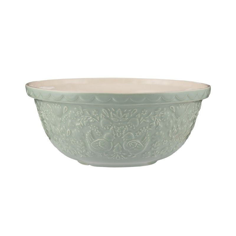 Mason Cash Home To Roost Hen Mixing Bowl in Green (29cm) shown against a white background.