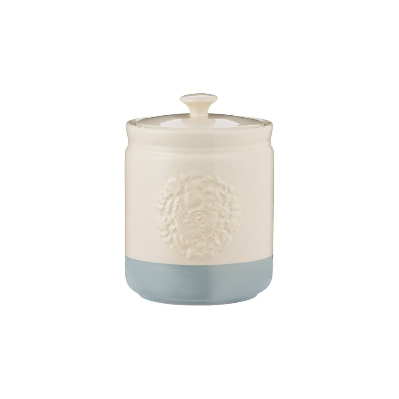 Mason Cash Home To Roost Storage Jar in Blue 15cm shown on a white background.