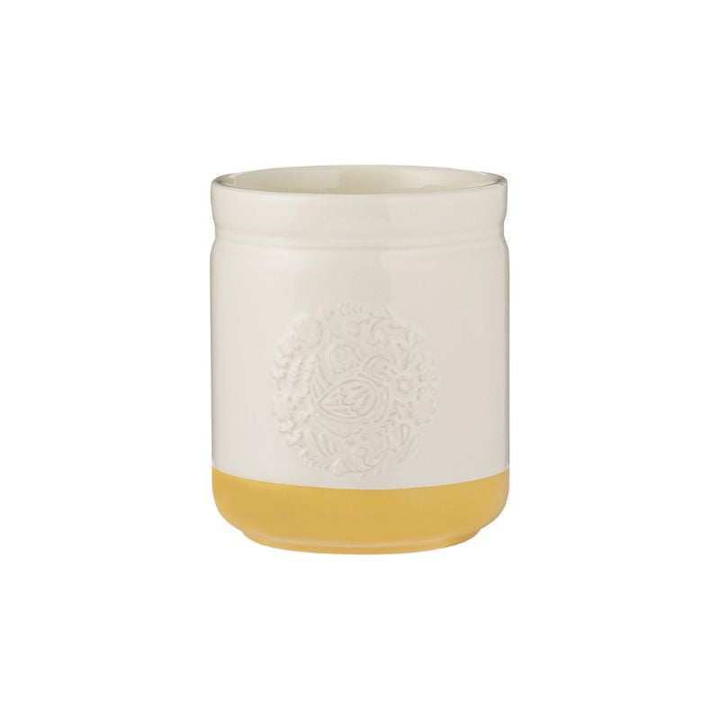 Mason Cash Home to Roost utensil pot with embossed hen motif and stoneware base