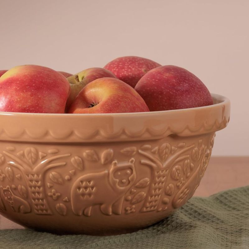 Mason Cash In The Forest Bear Mixing Bowl in Cane colour on a white background