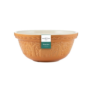 Mason Cash In The Forest Bear Mixing Bowl in Ochre with label on a white background