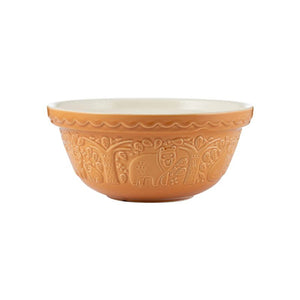 Mason Cash In The Forest Bear Mixing Bowl in Ochre on a white background