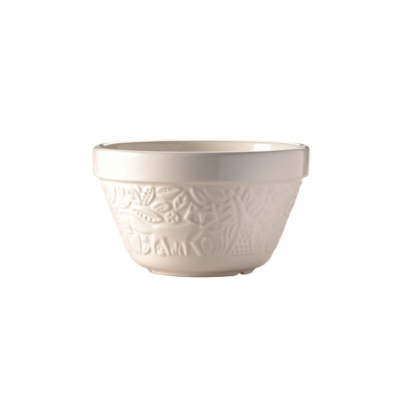 Mason Cash In the Forest Fox Pudding Basin in cream shown against a white background