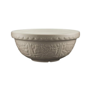 Mason Cash In The Forest Owl Mixing Bowl – Stone in 26 cm shown on a white background.