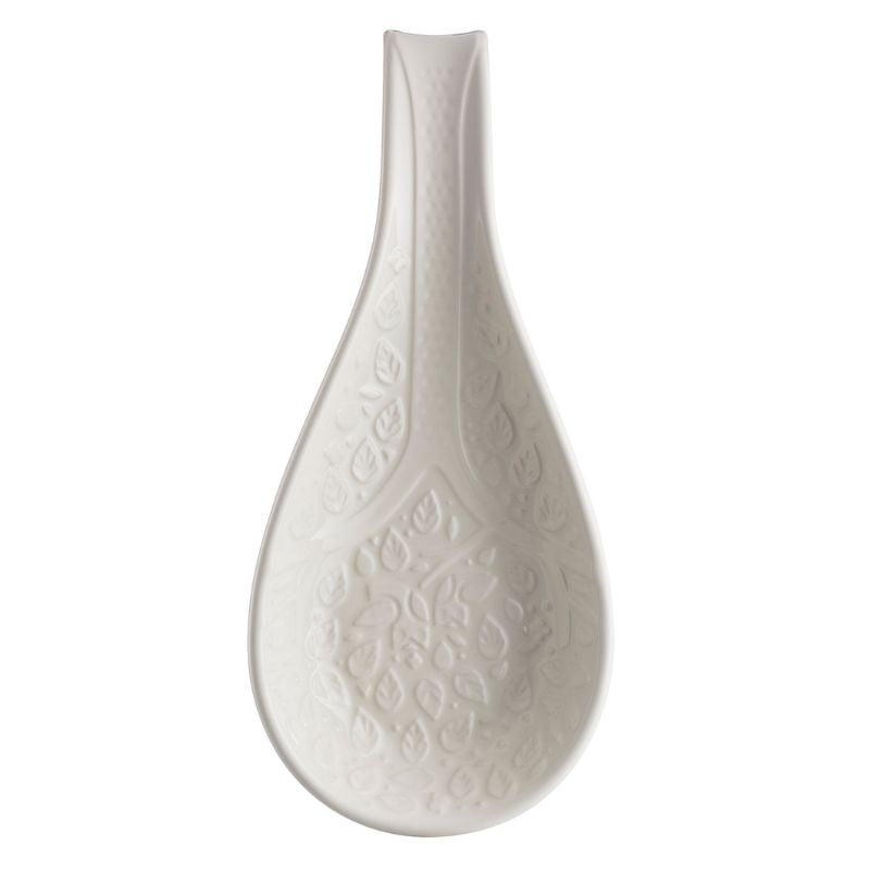 Mason Cash In the Forest Spoon Rest in Cream shown against a white background.