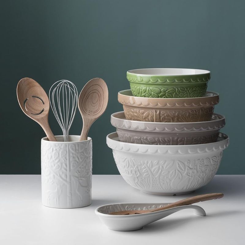 Mason Cash In the Forest Spoon Rest in Cream shown against a white background.