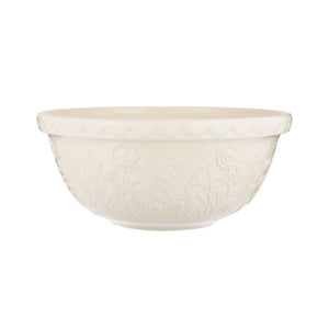 Mason Cash In the Meadow Rose mixing bowl in cream, side view showing embossed floral design