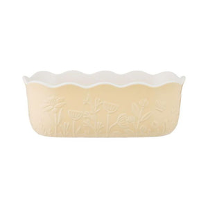 Mason Cash In The Meadow Yellow Loaf Pan shown against a white background.