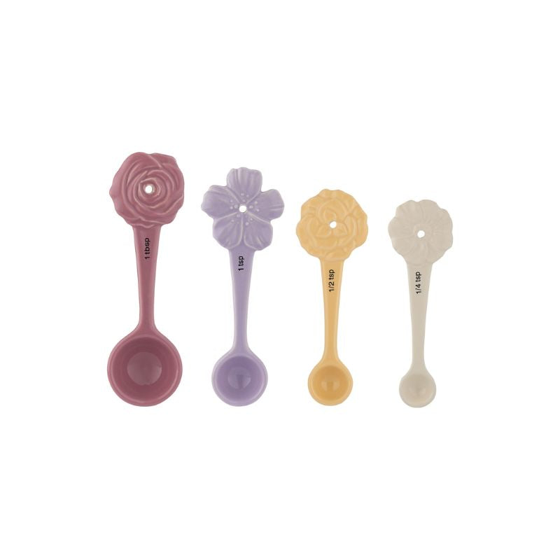 Mason Cash In The Meadow Measuring Spoons (Set of 4) with floral detail, shown on a white background