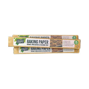 Three rolls of Mrs Rogers Brown Baking Paper shown on a white background.