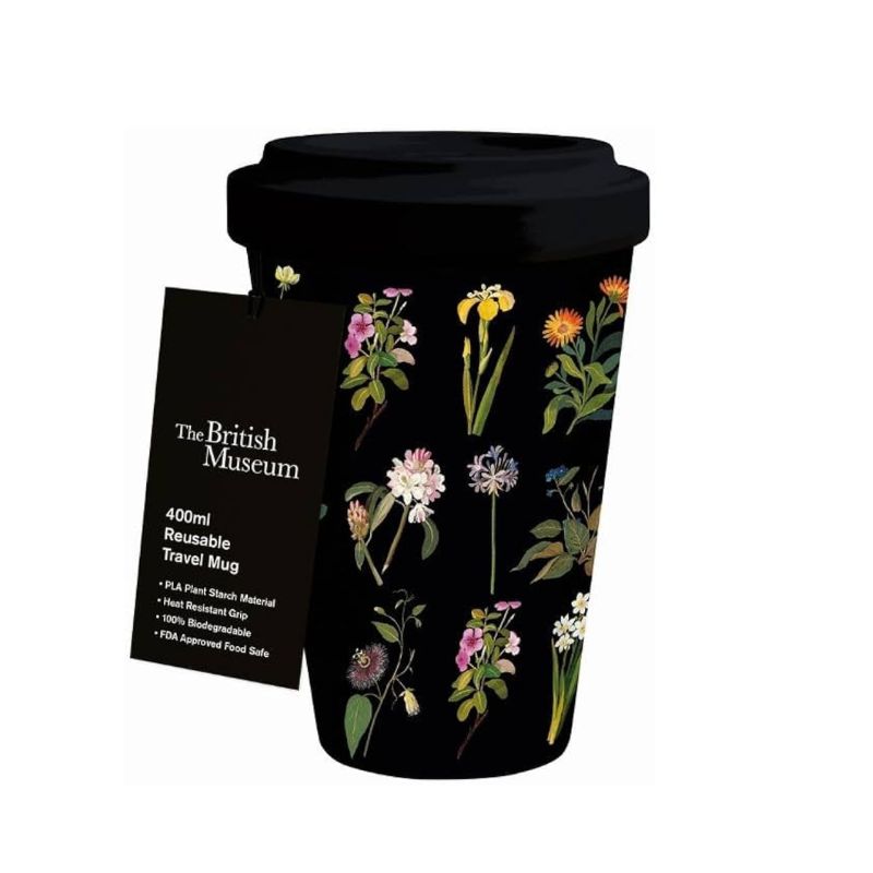 Museums & Galleries PLA Travel Mug – Delany Flowers on a white background.