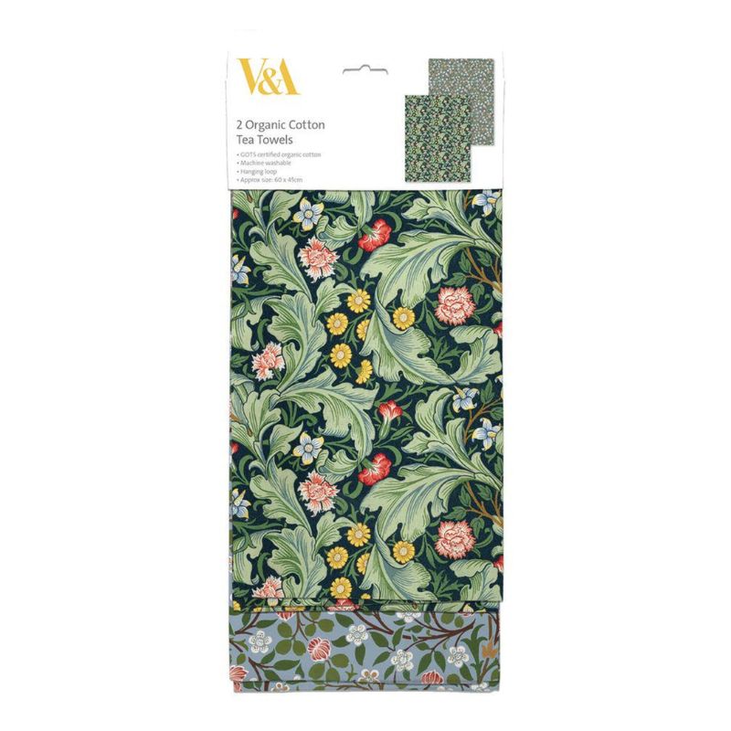 Museums & Galleries V&A Dearle Designs tea towels in retail packaging.