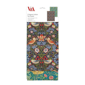 Museums & Galleries V&A Morris Designs tea towels in retail packaging.