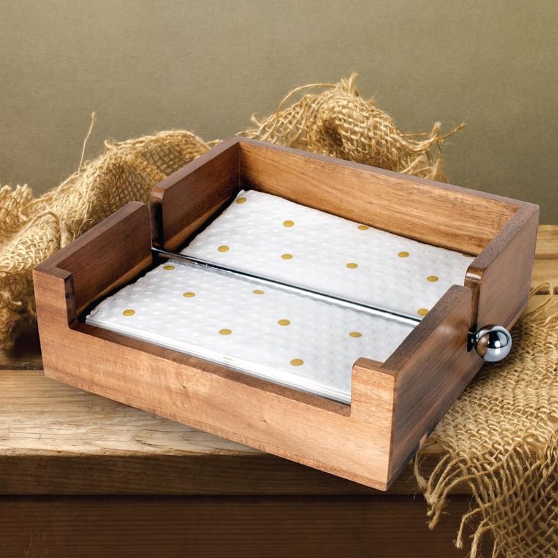 Peer Sorensen Wooden Napkin Holder in acacia wood with metal weighted arm