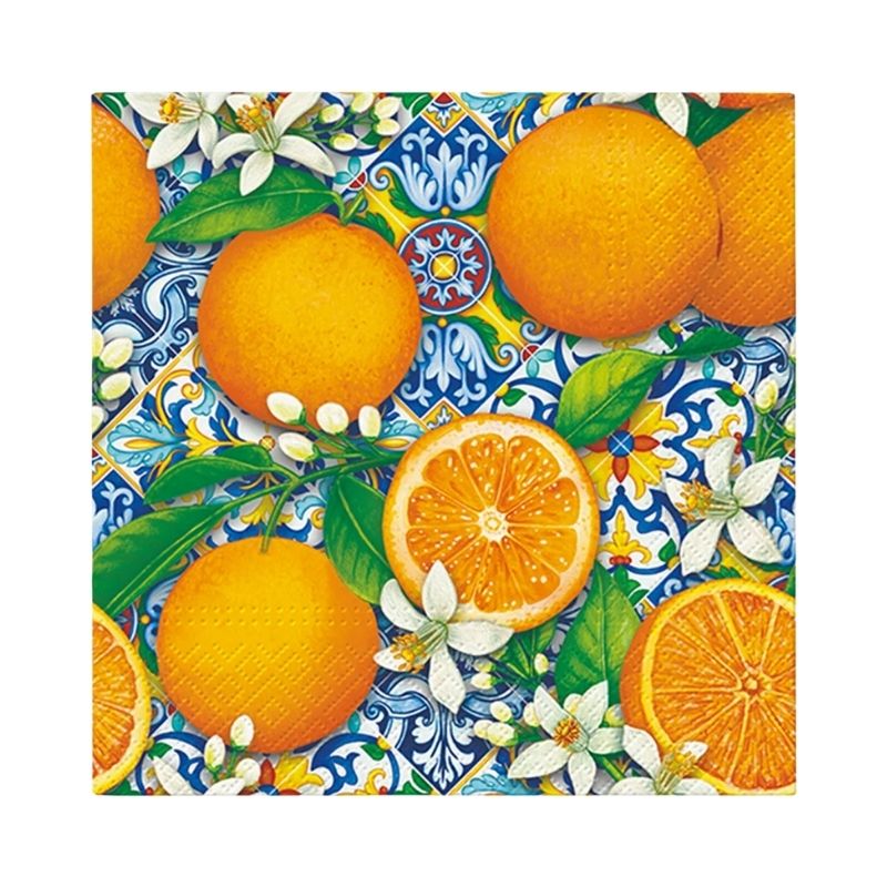 PAW Paper Napkins - Orange Bloom pattern shown against a white background.