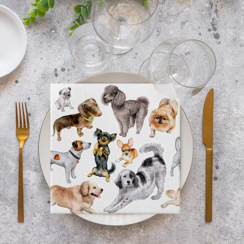 PAW Paper Napkins in the Dogs Happiness print shown against a white background.