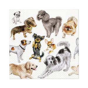 PAW Paper Napkins in the Dogs Happiness print shown against a white background.