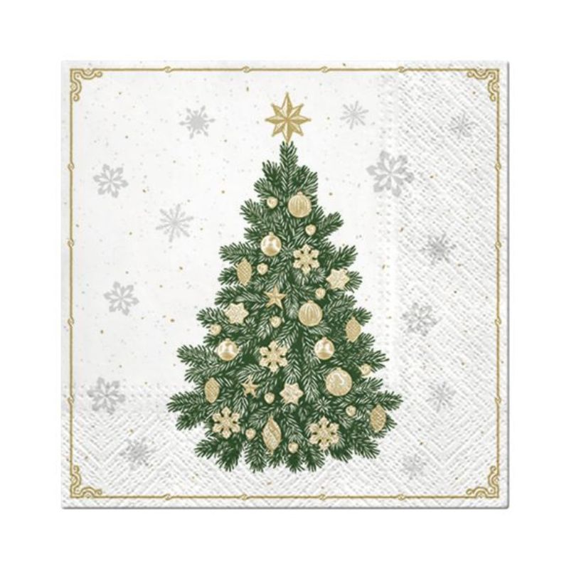 PAW Paper Napkins in the Frosty Tree design shown flat on a white background.