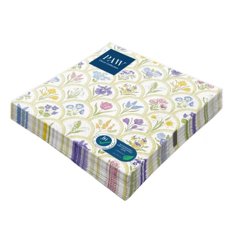 PAW Paper Napkins in the Garden Medallion Print on a white background.