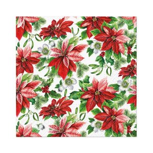 PAW Paper Napkins in the Glory Poinsettia pattern shown flat against a white background.