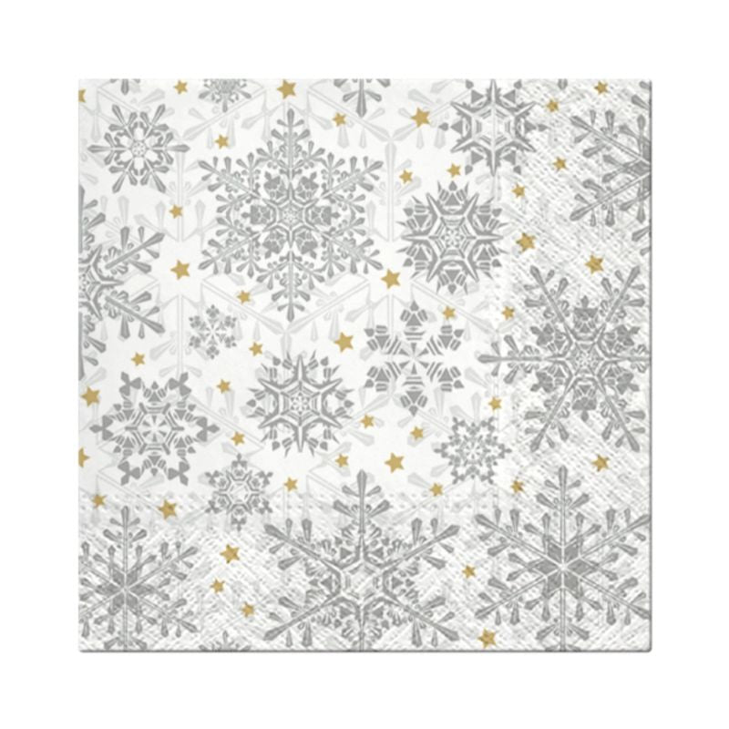 PAW Paper Napkins in the Glowing Stars Silver design on a white background.