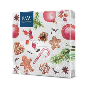 PAW Paper Napkins in the Homemade Sweets pattern in packaging on a white background.