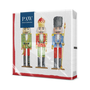 PAW Paper Napkins in the Nutcrackers Soldiers design in packaging on a white background.