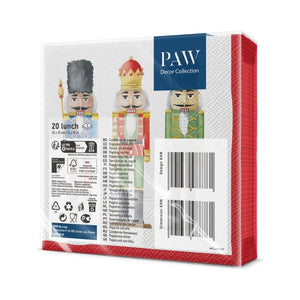 PAW Paper Napkins in the Nutcrackers Soldiers design in packaging on a white background.