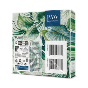 PAW Peacock Paper Napkins shown in retail packaging against a white background.