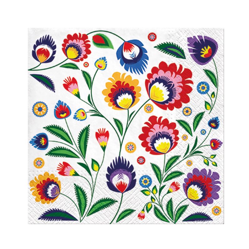 PAW Paper Napkins in Polish Folk design shown against a white background.