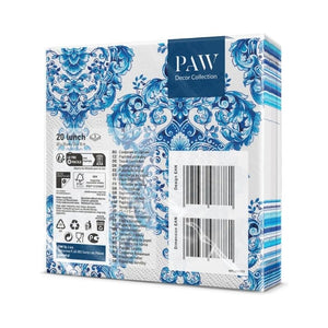 PAW Porcelain Ornament Paper Napkins shown in retail packaging against a white background.