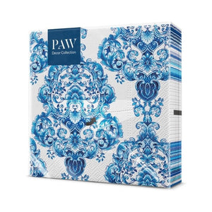 PAW Porcelain Ornament Paper Napkins shown in retail packaging against a white background.