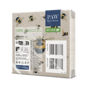 PAW We Care Dancing Bees Paper Napkins shown in retail packaging against a white background.