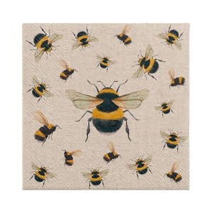 PAW We Care Dancing Bees Paper Napkins shown close up against a white background.
