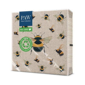 PAW We Care Dancing Bees Paper Napkins shown in retail packaging against a white background.