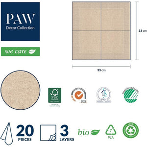 PAW We Care Paper Napkins information sheet.