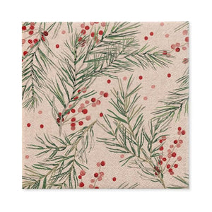 PAW Paper Napkins in the We Care Sprigs Holly design shown against a white background.