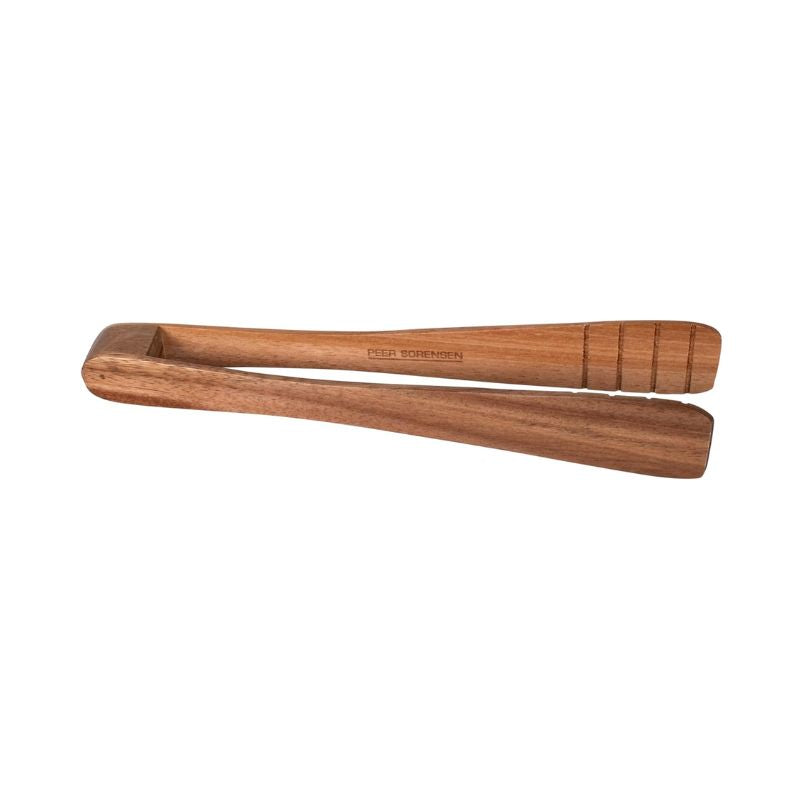 Peer Sorensen 26cm salad tongs crafted from acacia wood, displayed on a white background.