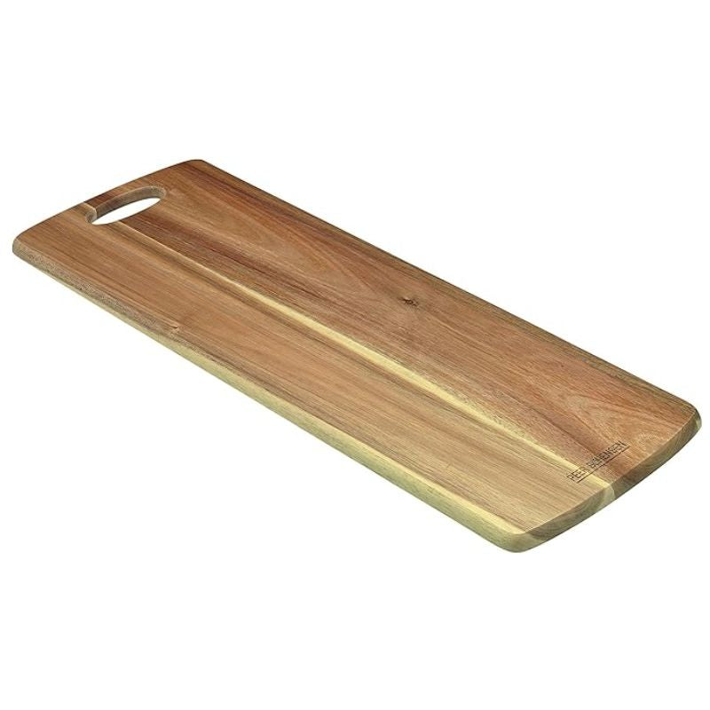 Large sized Peer Sorensen Tapas Serving Board made from acacia wood, rectangular with handle cut-out.