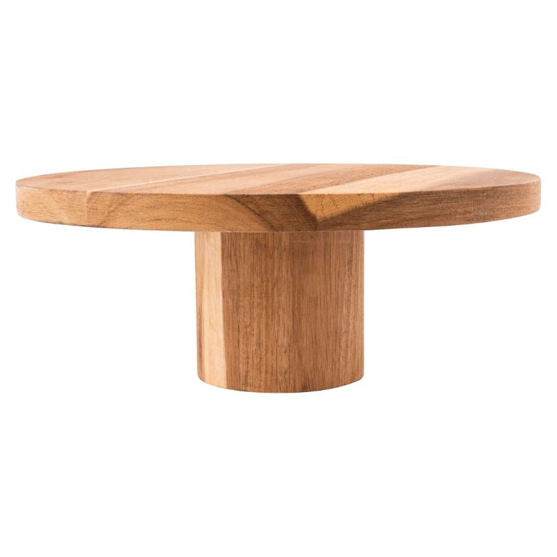 Peer Sorensen Wooden Acacia Cake Stand side view with pedestal base
