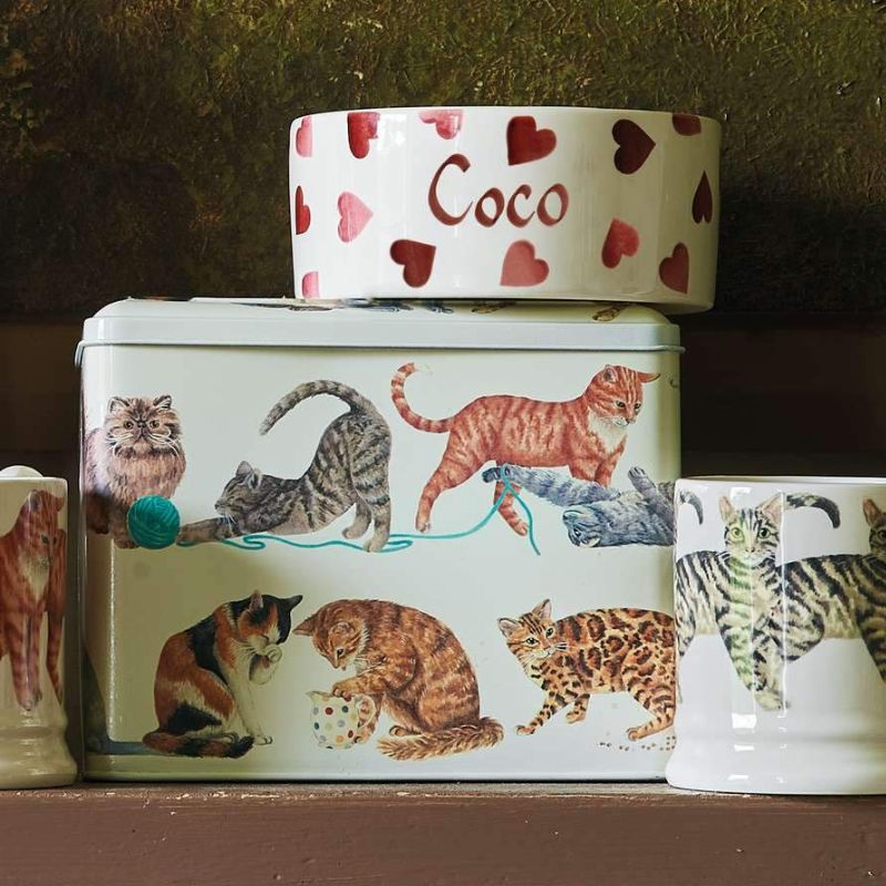 Emma Bridgewater Cats XL Rectangular Caddy NZ - hinged storage tin to use for cat food, treats, toys or other items