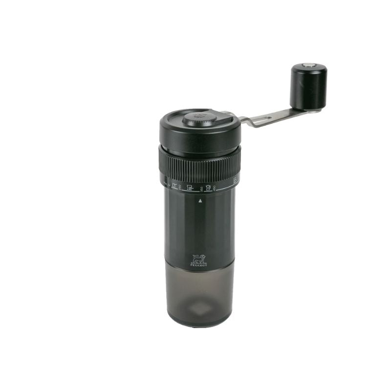 Peugeot Presto Manual Coffee Grinder with handle attached - stylish black design