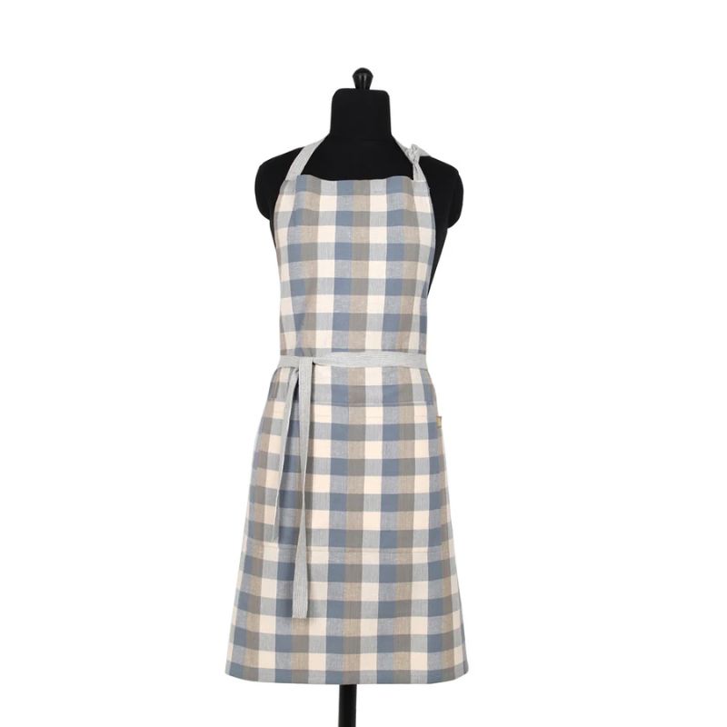 Raine & Humble Double Check Apron - Blue Haze | NZ