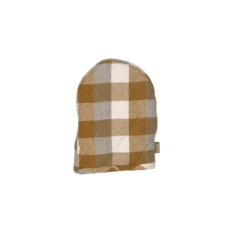 Raine & Humble Short Oven Glove in Yellow Sunset with yellow and grey check pattern – NZ