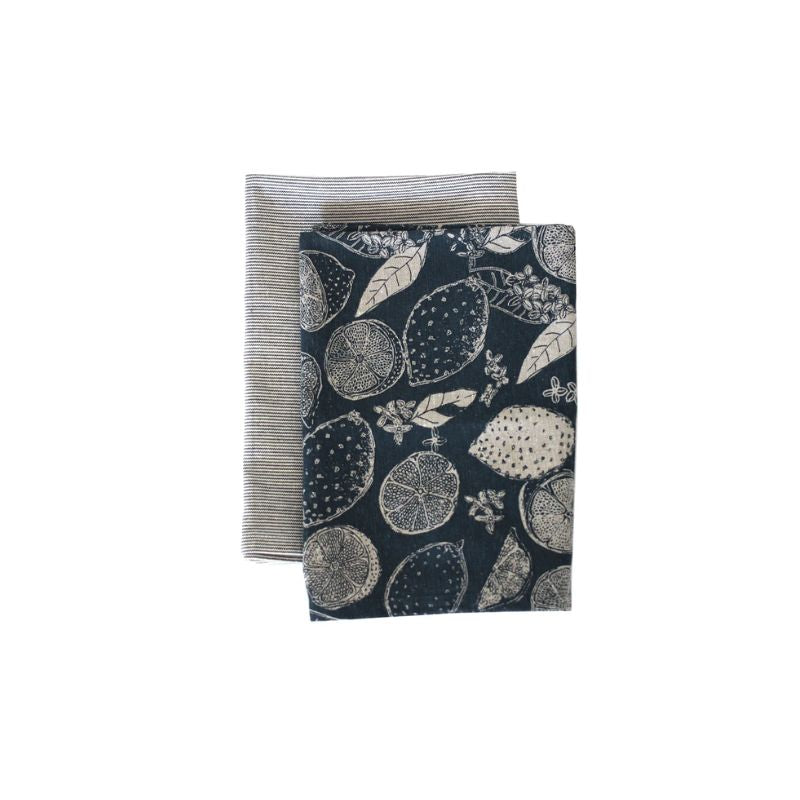 Raine & Humble Lemon Marmalade Tea Towels - Dark Slate (Set of 2) | NZ