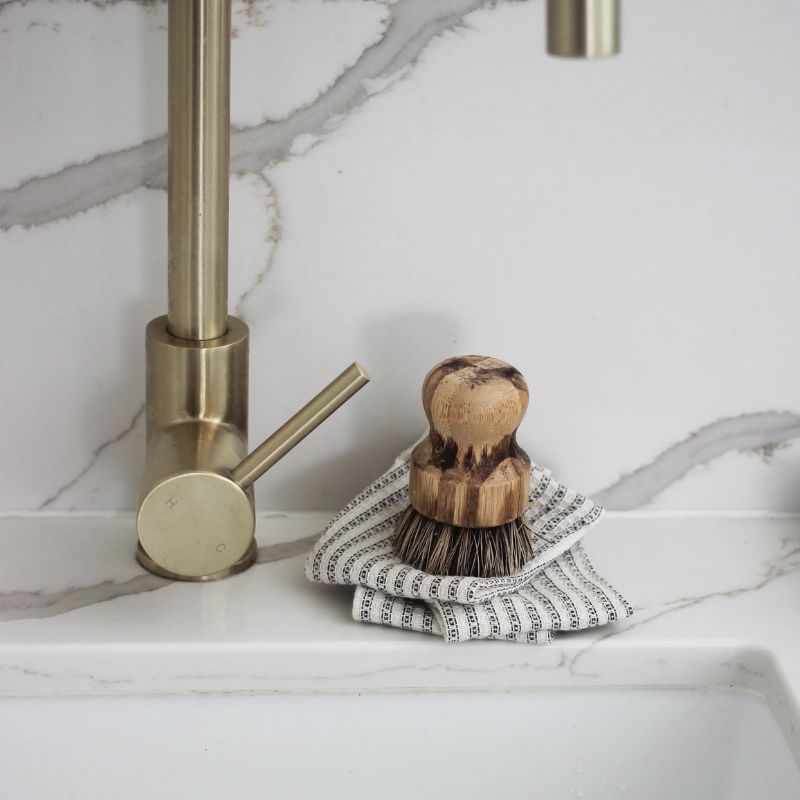 Black and white stripe dish cloths with textured weave - Raine & Humble Manor Stripe NZ