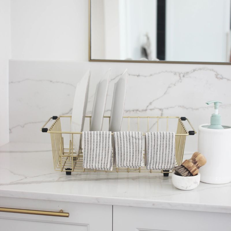 Raine & Humble Manor Stripe dish cloths set of 3 – charcoal woven stripe – cotton and recycled fibres