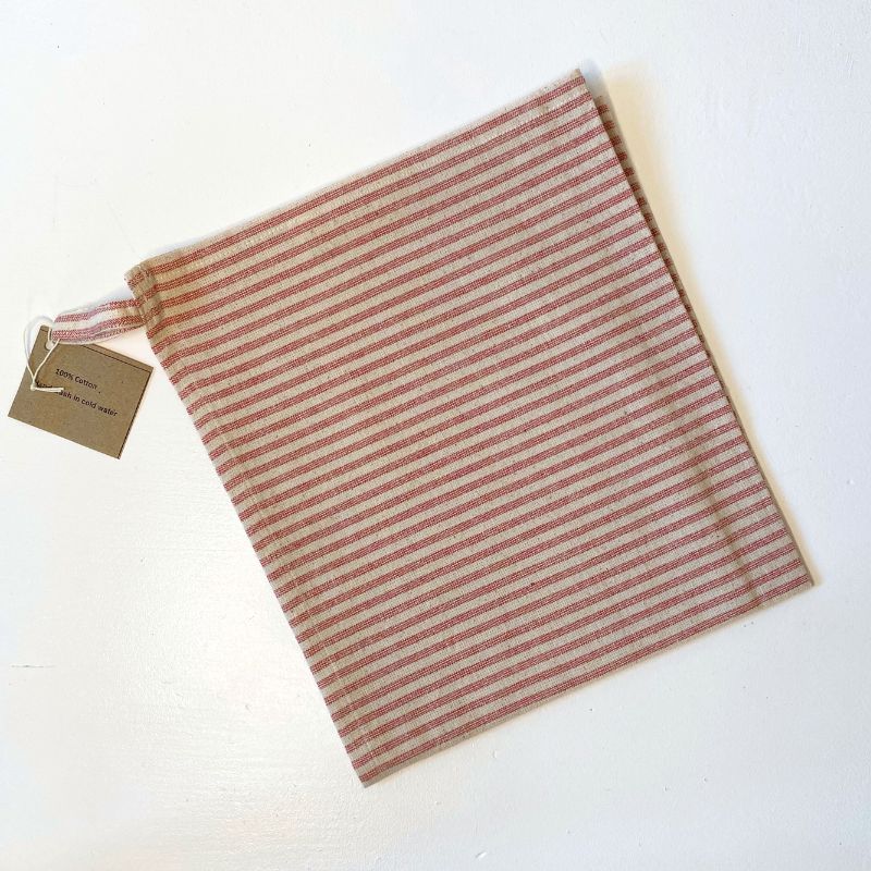 Red & White Striped Cotton Tea Towel NZ