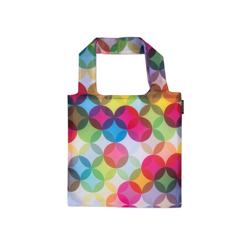 Remember Foldable Reusable Shopping Bag in a colourful circular geometric Fiesta design