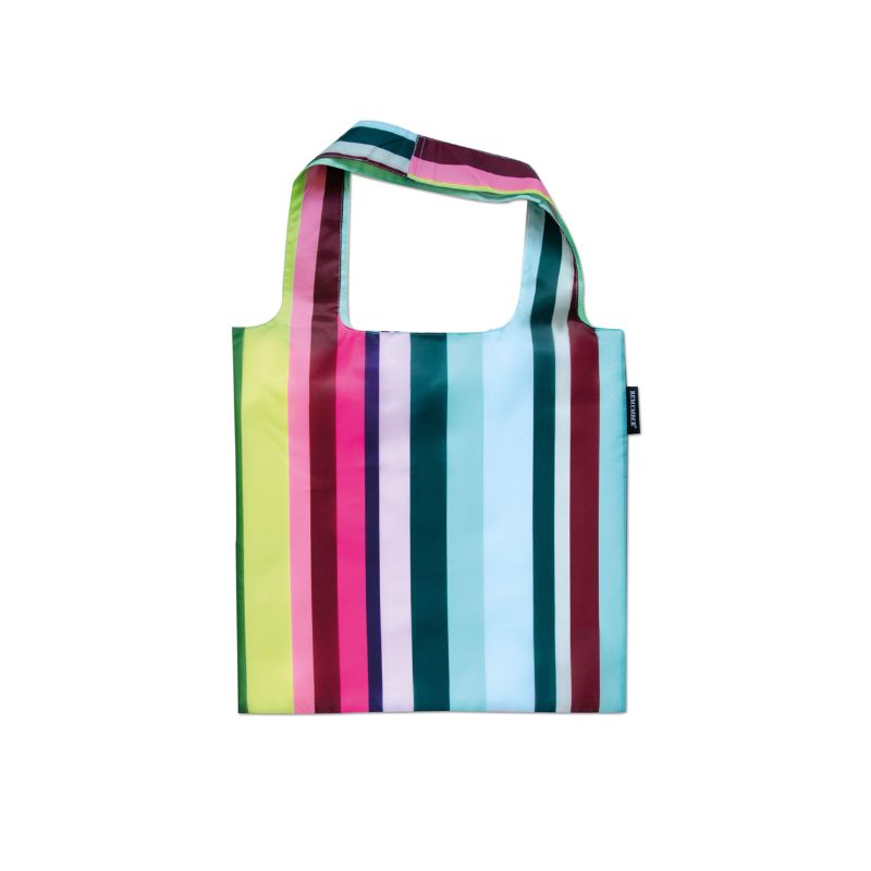 Remember Melia Foldable Reusable Shopping Bag with bright, colourful stripes